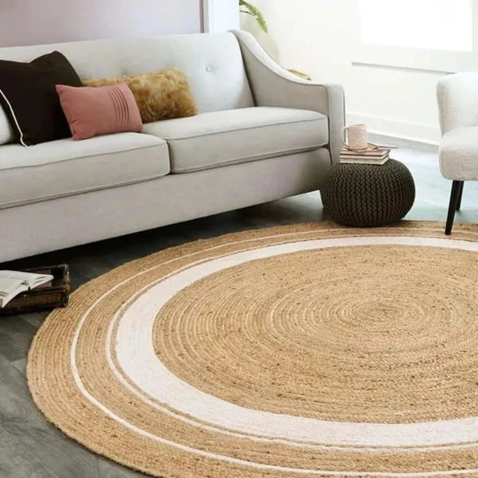 Jute Braided Round Rug, Natural Jute Rug, Bohemian Rug, Custom Size Rug, Boho De - Image 2 of 4