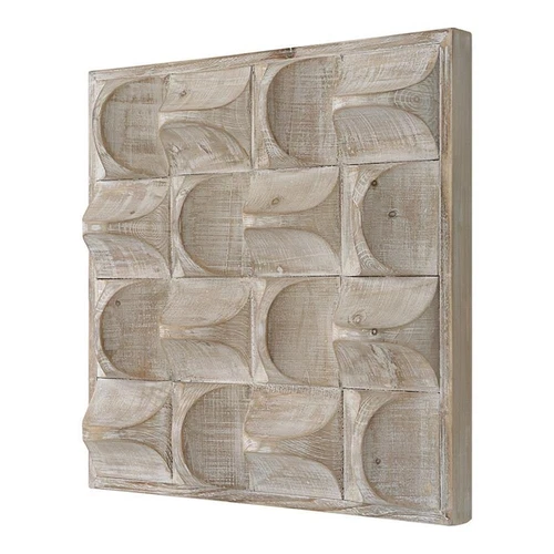Uttermost Pickford Contemporary Fir Wood and MDF Wall Decor in Natural and Ivory - Picture 1 of 8