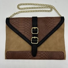 Steve Madden Clutch Handbag Tan Black Chain Crossbody Strap