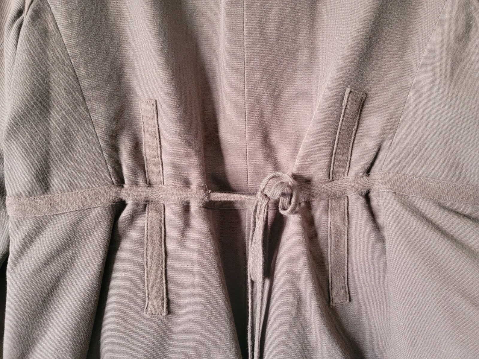 CAbi Solid Brown One Button Tie Back Collar Coat … - image 8