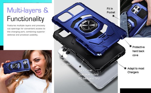 Funda con soporte de anillo a prueba de golpes para T-Mobile Revvl 7/7 Pro 5G + vidrio templado - Imagen 6 de 51