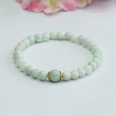 Natural A Grade Jadeite Beacelets Women's 6mm Round Beaded Jade Bracelet Gift