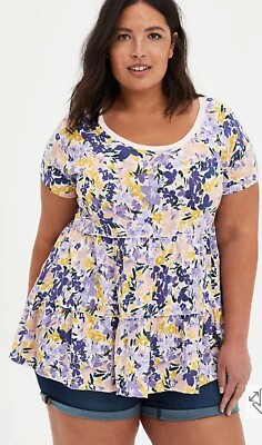 NWT Torrid Plus Size 4 4X 26 TIERED BABYDOLL TOP - SUMMER FLORAL