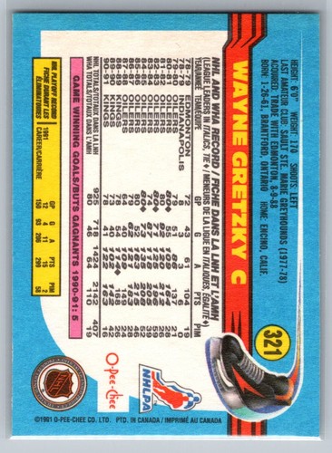 1991 Topps Wayne Gretzky #321 - Picture 2 of 2