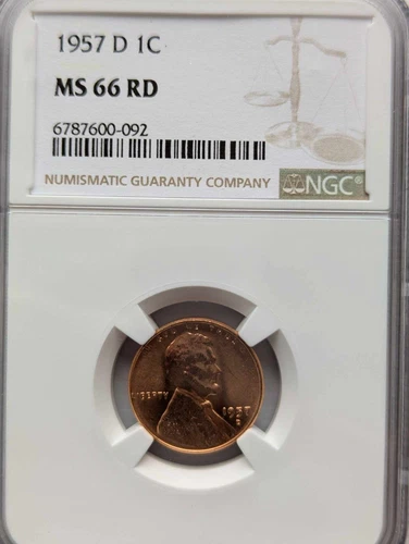 1957-D Lincoln Wheat Cent 1c - NGC GRADED MS66RD