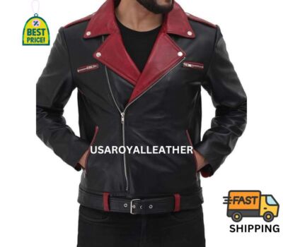 Black Leather Vintage Outerwear Motorcycle Coats Jackets for Men Handmade  Wear
