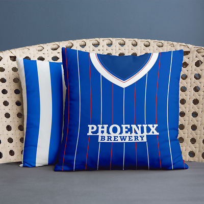 Coussin Forme Maillot Brighton 1983 Personnalisé - Rétro Football, 38cm, Bleu