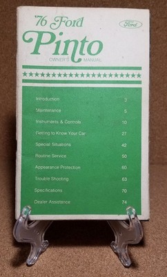 1976 Ford Pinto Owners Manual Booklet Glove Compartment Brochure | eBay