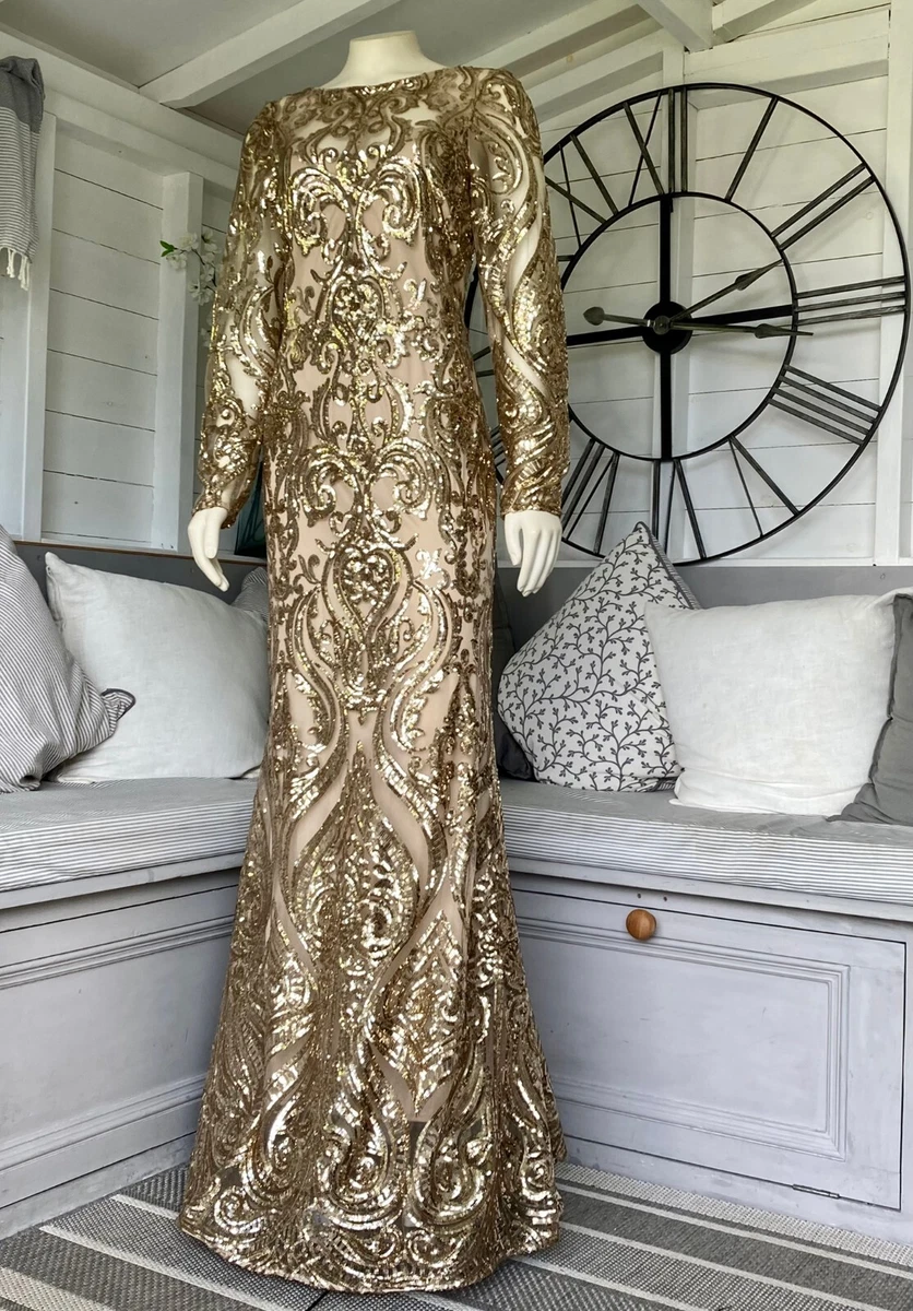 Gold gown sale long sleeve