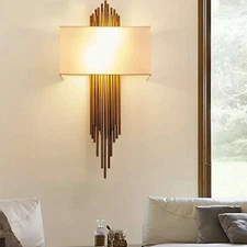 Modern Luxury Decor LED Metal+Fabric Wall Light Sconce Bedroom Hallway Wall Lamp