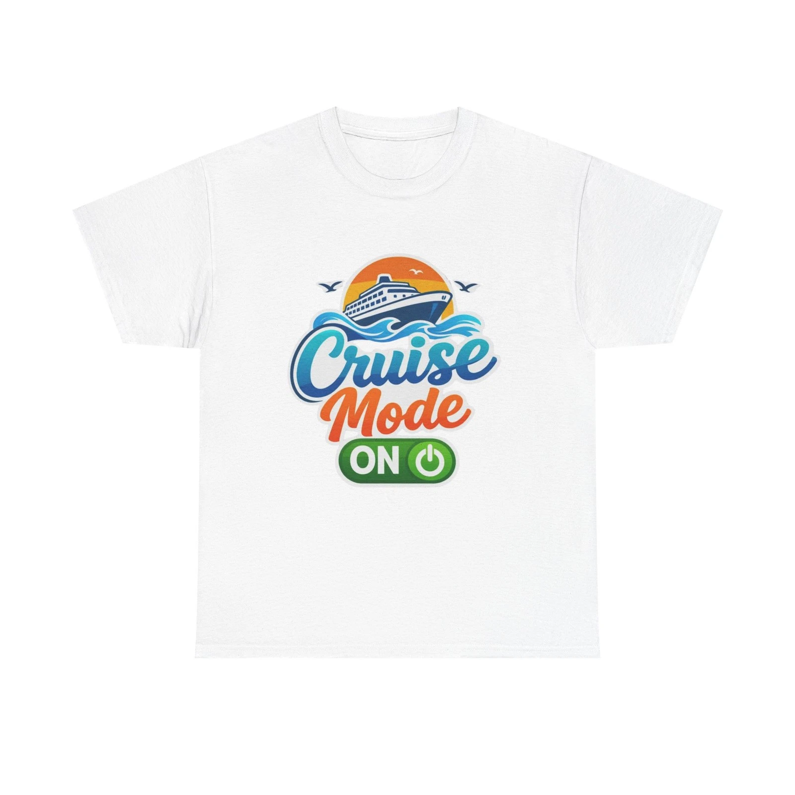 Cruise Mode On T-Shirt Retro Cruise Ship Sunset Vacation Travel Tee