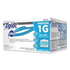 Ziploc 682258 1-Gal. 2.7 mil. Double Zipper Freezer Bags - Clear (250/CT) New