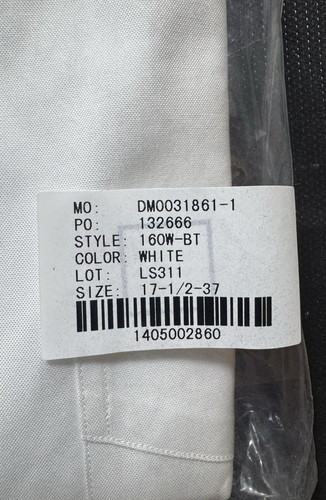 Paul Fredrick Men’s White Long Sleeve Dress Shirt 17.5/37 100% Cotton NWT Sealed - Picture 3 of 7