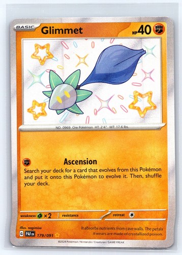 Glimmet 179/091 Shiny Rare Paldean Fates Pokemon Holo NM