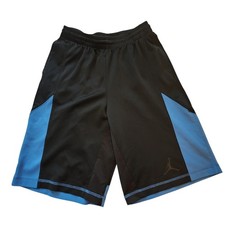 Nike Boys Basketball Athletic Shorts Size L Black Blue Colorblock Drawstring