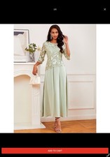 Light Green Lace 3/4 Sleeve Formal Dress Mother of the Bride Wedding