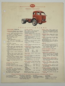 1955 WHITE MOTOR COMPANY Model 3022PLT Tractor Truck Specifications Brochure
