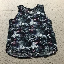 Simply Vera Wang Tank Top Womens XL Navy Blue Black Splotchy Geometric Crew Neck