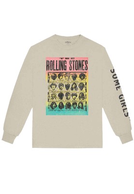 The Rolling Stones T Shirt Some Girls Band Logo Official Unisex Sand Long Sleeve
