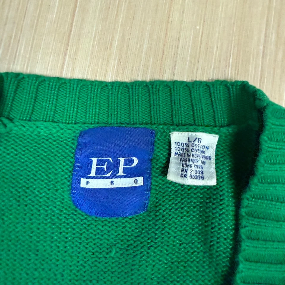 90s Vintage Golf Cardigan Sweater Women's Large EP Pro Fun Art aop argyle - Image 4 of 4