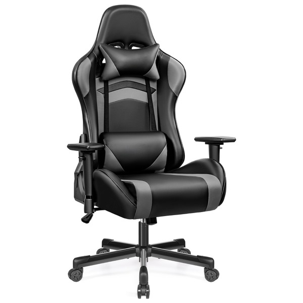 Zimilo Chefsessel Gaming Stuhl Ergonomisch Mit KopfstüTzen BüRostuhl 150Kg Grau-image