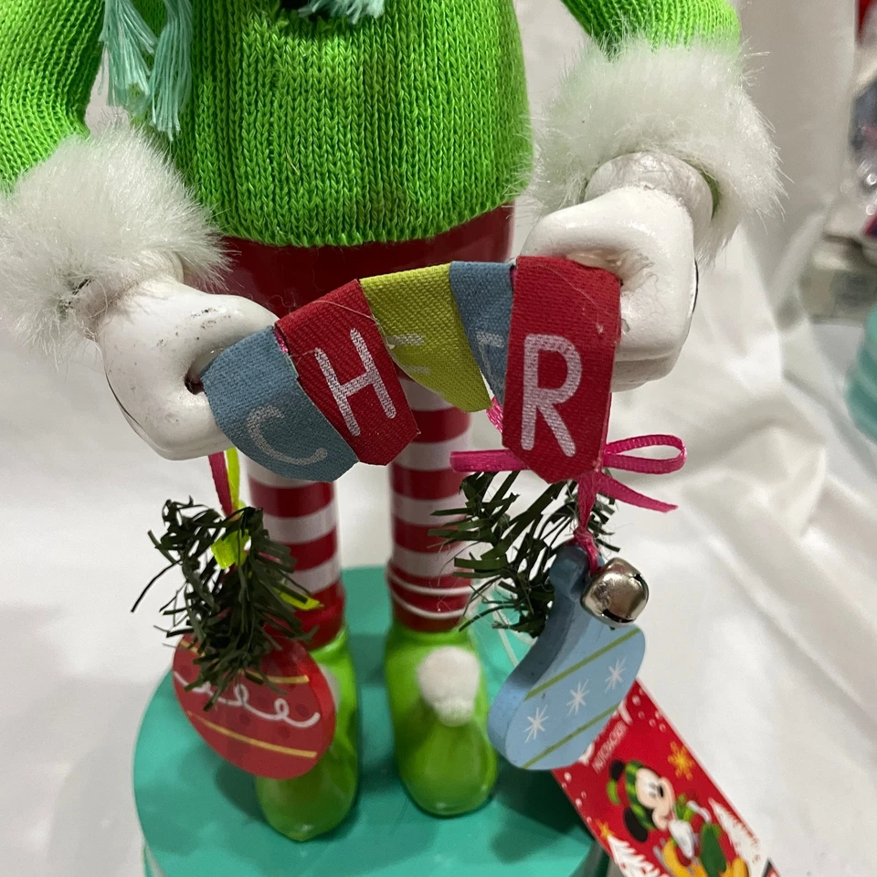 Disney Goofy Cascanueces con Etiqueta Sombrero de Santa, Campanas y Adornos Animación Madera LEER Foto 4 de 4