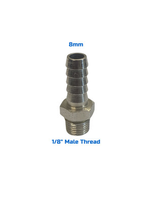 3 Stück Schlauch Widerhakenverschraubung 8 mm Außendurchmesser 1/8pt Außengewinde Edelstahl Rohrverbinder