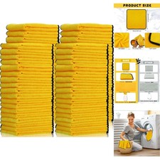 40pc Microfiber Cleaning Towels 16x16 Bulk Pack Car Wash Drying Detailing Cloths