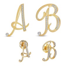 Brooches and Pins for Women, 4pcs Gold Rhinestone Metal Brooch, A B Shaped