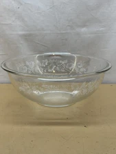 Vintage Pyrex 326 4L Colonial Mist Mixing Bowl Clear White Daisies 11 3/4” Large