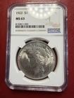 1922 $1 Peace Dollar. NGC MS-63. Free Shipping