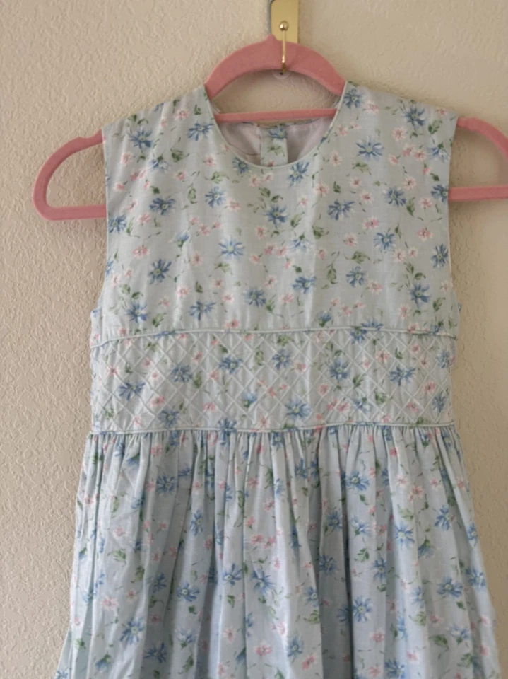 Vestido de Verano Floral Azul y Verde Strasburg Niños Niñas Talla 14Y Cottagecore Foto 3 de 4