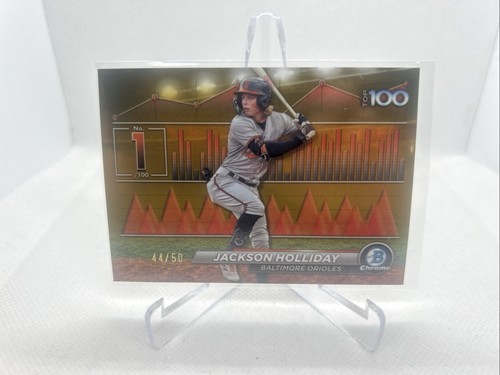 2024 bowman scouts top 100 baseball - Jackson Holliday BTP-1 Gold Refractor #/50 - Afbeelding 1 van 2