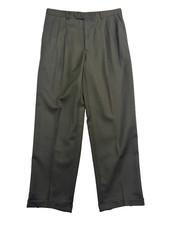vtg 90s Givenchy 36x32 Olive Green Dress Pants Pleated High Waisted Cuffed USA