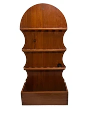 Vintage Large Wood Spoon Collectors Rack Holder Wall Hanging Display With Pocket