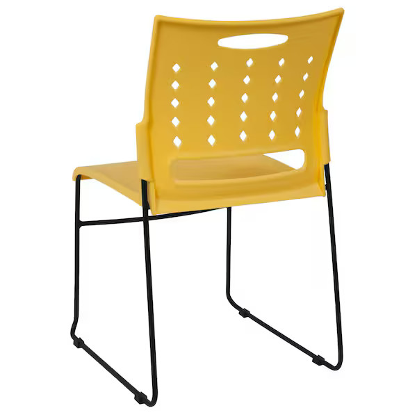 Flash Furniture Stack Chair,Yellow Plastic,Sled Base RUT-2-YL-GG Flash Furniture
