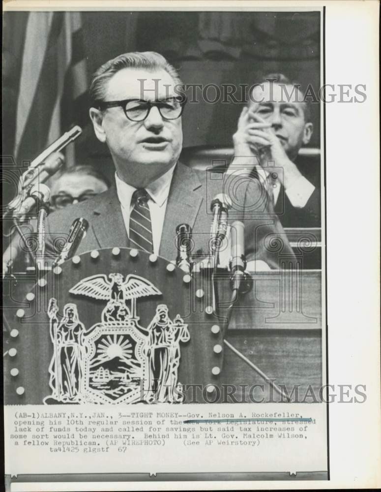 1967 Press Photo Governor Nelson A. Rockefeller gives speech in New York