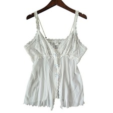 Hanky Panky White Lace Cami Top Extra Large XL Sheer Lingerie YJ01