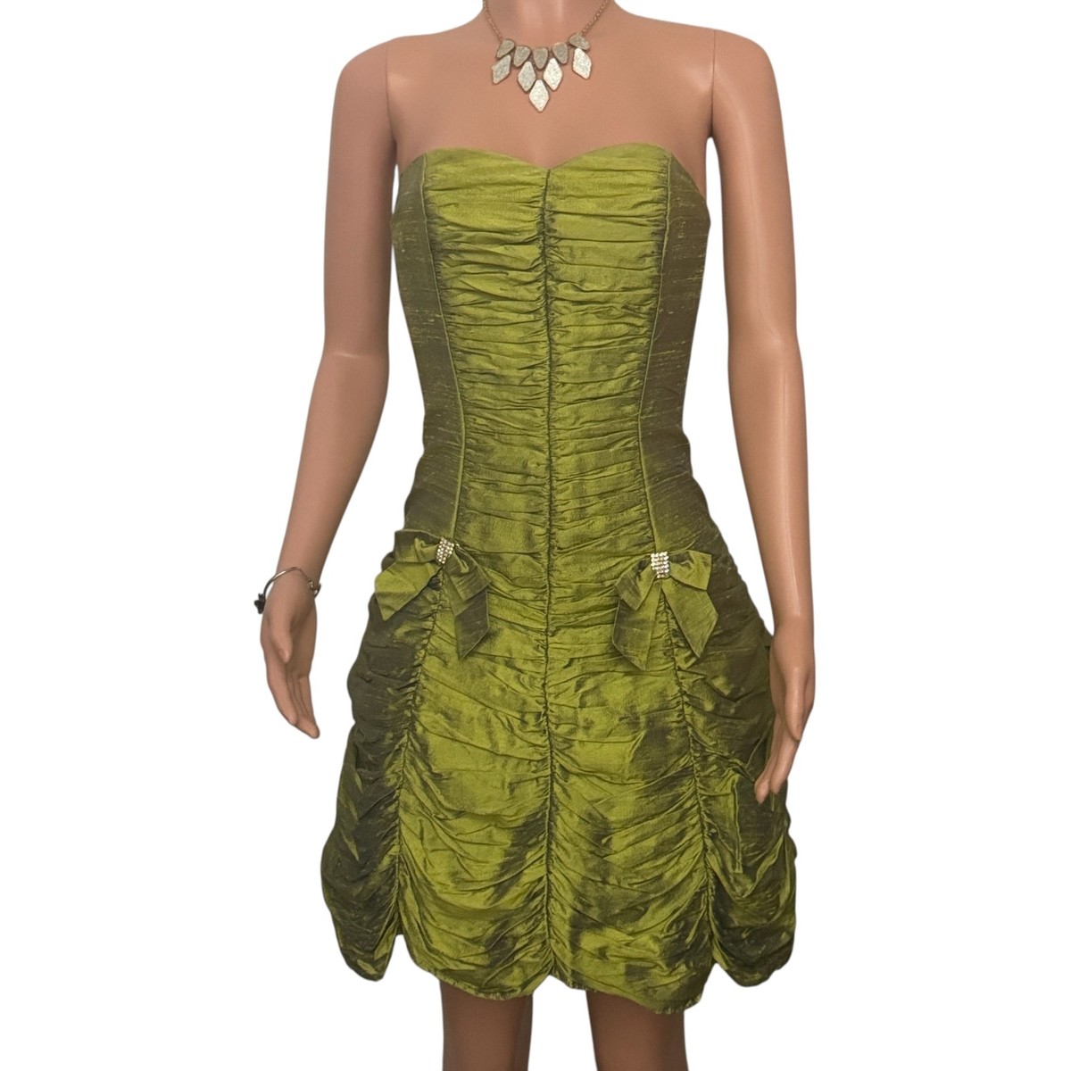 Jessica McClintock Dress Sz 8 Olive Coquette Glam Y2K Cocktail Romantic  Formal | eBay