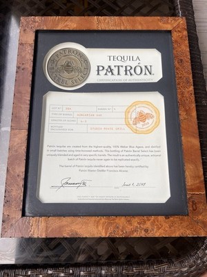 Patrón Barrel Select Tequila Certificate of Authenticity