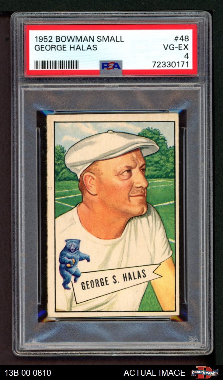 1952 Bowman Small #48 George Halas Bears RC HOF COACH Illinois PSA 4 - VG/EX