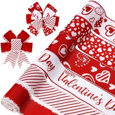 36 Yard Happy Valentine's Day Wired Edge Ribbon Red White Love Hearts Craft Ribb