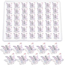 80Pcs 0.6In Mini Butterfly Hair Claw Clips for Women Girls Clear Laser