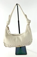 Vintage Y2K Elliott Lucca Hobo Off White Leather Hand Bag Purse