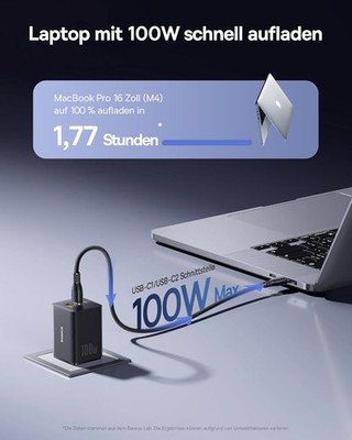 Baseus Enerfill USB C Ladegerät 100W 3 Port GaN PD PPS Schnelllade Netzteil