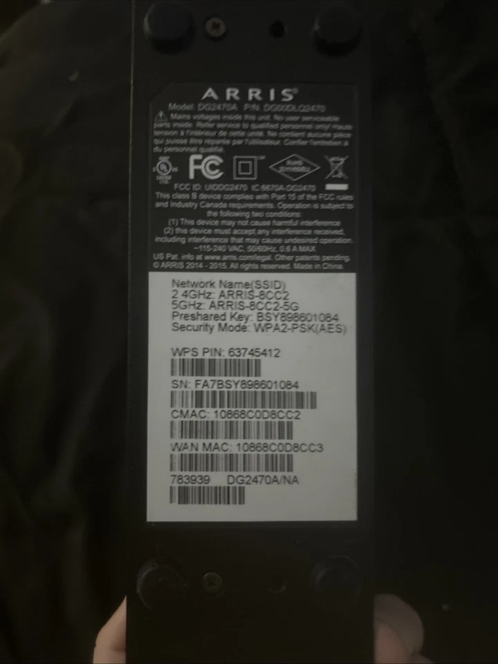 ARRIS DG3270A DOCSIS 3.0 Cable Modem Dual Band Wi-Fi 2.4 And 5 GHZ- TESTED WORKS - Image 2 of 4