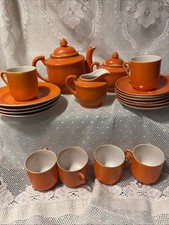 21 Piece Vintage 1930s Japanese MCM Orange Child Tea Set Porcelain Doll Party