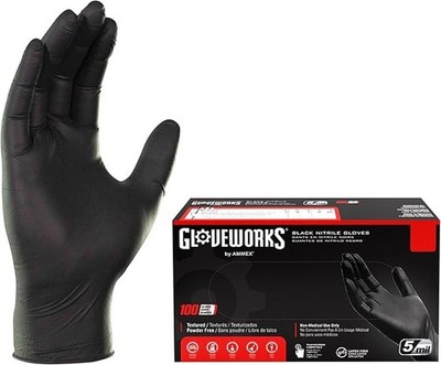 X Large Pack of 100 Black Nitrile Gloves 6 Mil Disposable Protective Gloves