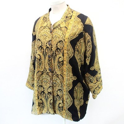 Ulla Popken Vintage German Paisley Royal Button Lining Blazer Jacket Size 24/26