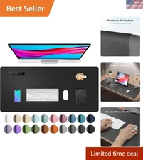 Leather Desk Pad Protector, Mouse Pad, Office Desk Mat, Non-Slip PU Leather D...